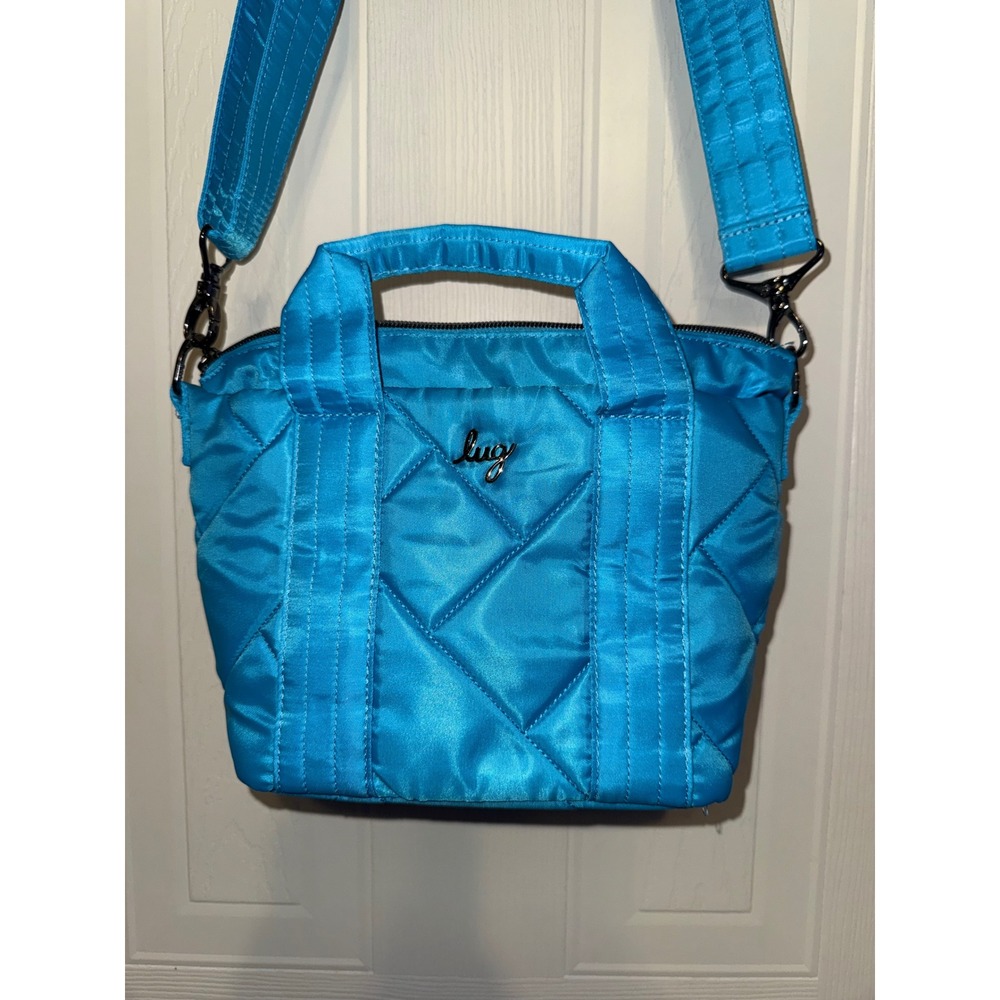 Lug Dory Crossbody Bag Teal Blue Quilted Nylon Tote